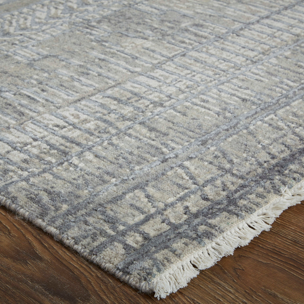 Lombardy Modern Abstract Taupe Ivory Gray Area Rug (4' x 6')