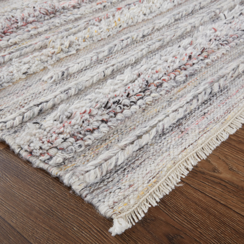 Alden Transitional Stripes Taupe Ivory Red Area Rug (5' x 8')