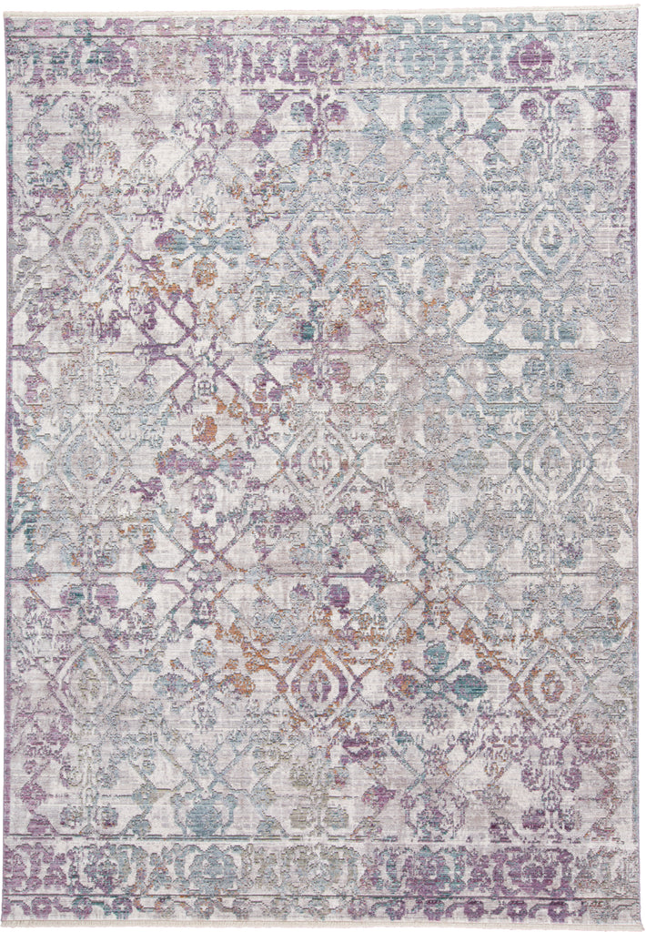 Cecily Transitional Distressed Purple Blue Gold Area Rug (5' x 8')