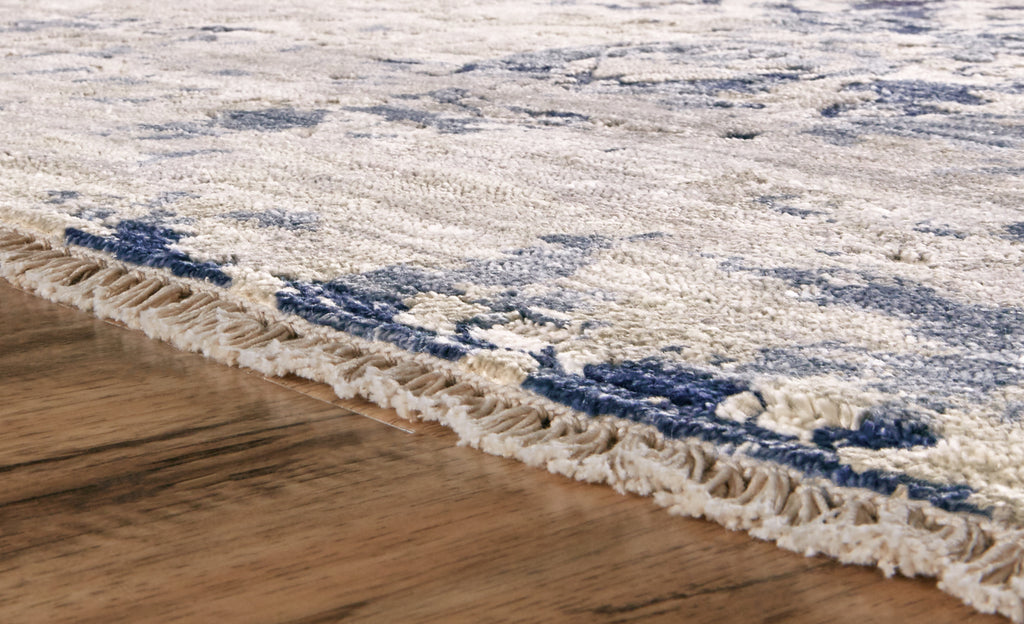 Brynn Transitional Distressed Blue White Gray Area Rug (8'6" x 11'6")