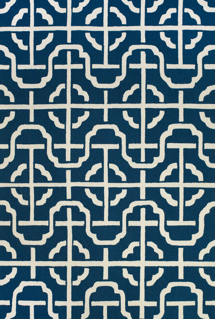 Cetara Modern Geometric Blue Ivory Area Rug (7'6" x 9'6")