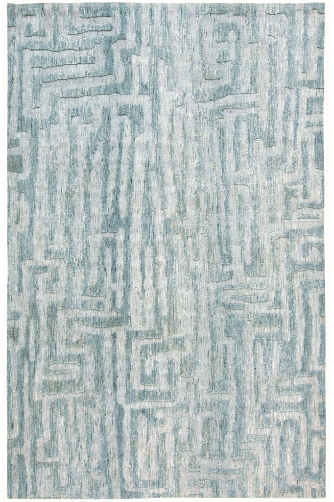 Colton Modern Abstract Blue Ivory Gray Area Rug (8' x 10')