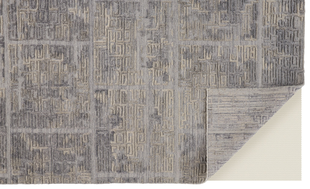 Elias Modern Abstract Gray Ivory Area Rug (2'9" x 10' / Pattern 2)