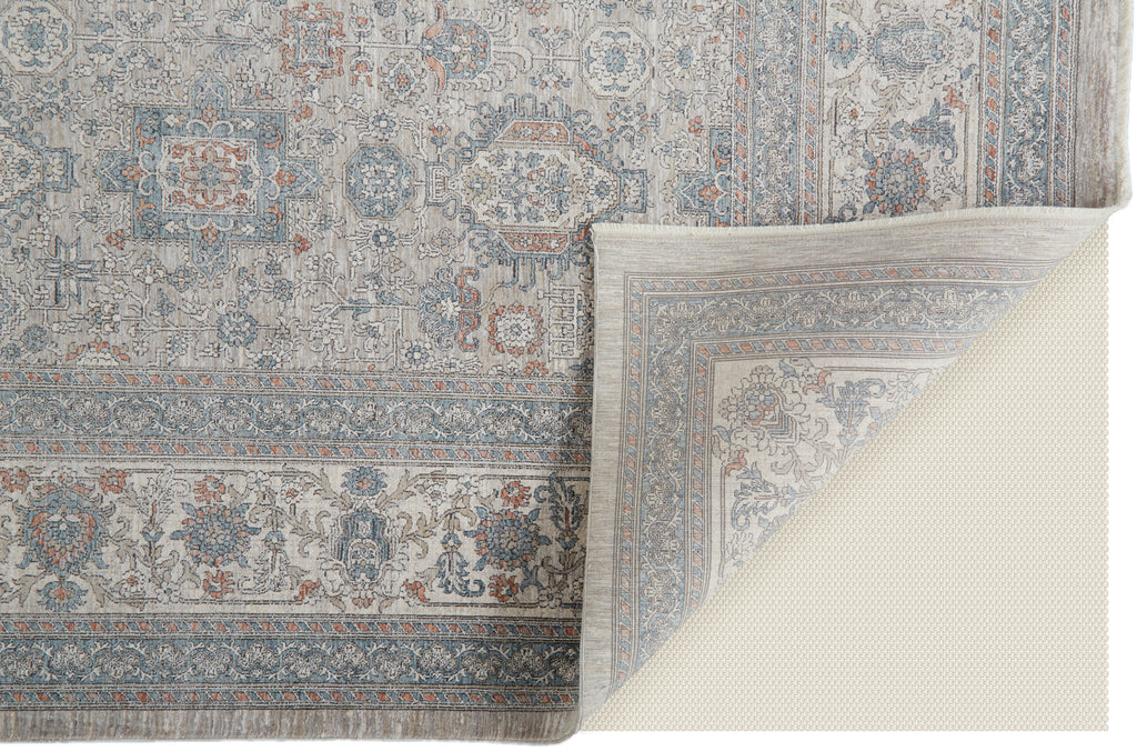 Marquette Transitional Oriental Taupe Silver Blue Area Rug (2'8" x 8')