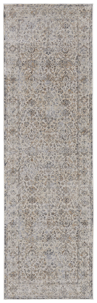 Celene Traditional Bordered Ivory Tan Gray Area Rug (2'6" x 8')