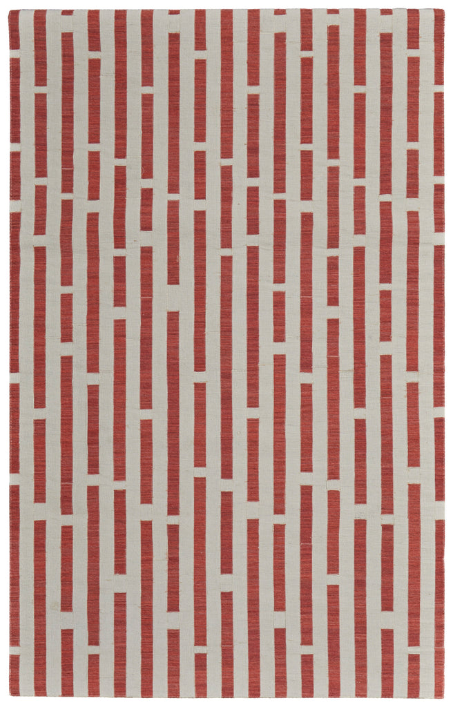 Bermuda II Transitional Geometric Red Ivory Area Rug (9' x 12')