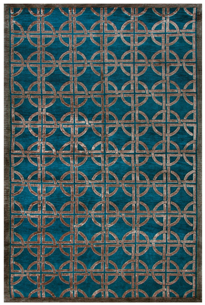 Dim Sum Modern Abstract Blue Taupe Area Rug (3'6" x 5'6")