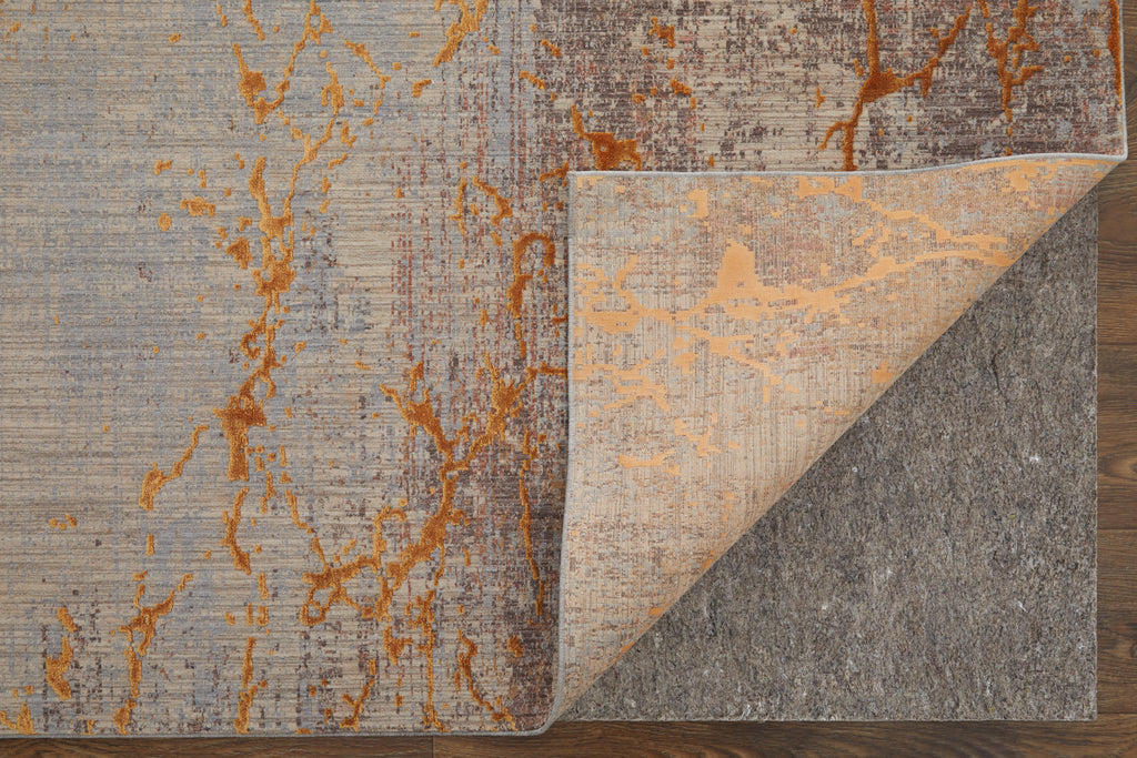 Pryor Modern Abstract Gold Brown Gray Area Rug (6'7" x 9'6")