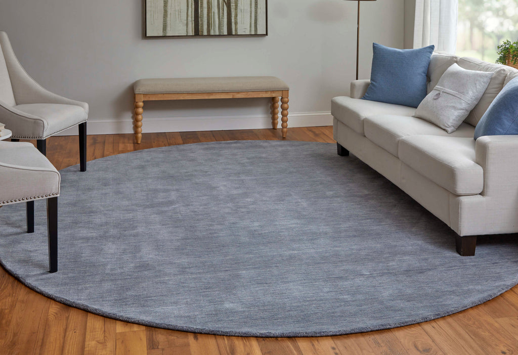 Luna Modern Solid Gray Blue Area Rug (8' x 8')