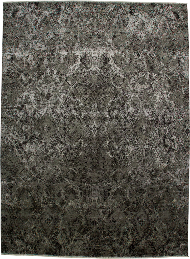 Milson Modern Geometric Black Taupe Ivory Area Rug (9'6" x 13'6")