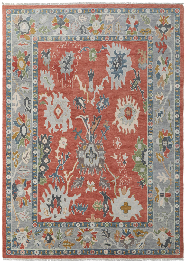 Karina Transitional Floral Botanical Red Gray Ivory Area Rug (5'6" x 8'6")