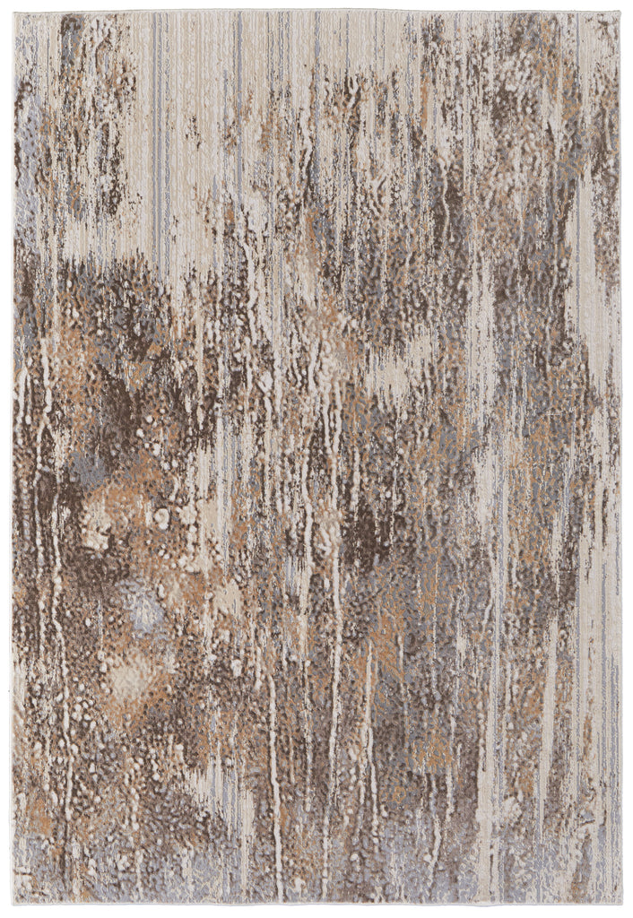 Parker Transitional Abstract Tan Ivory Brown Area Rug (10' x 14' / Pattern 1)