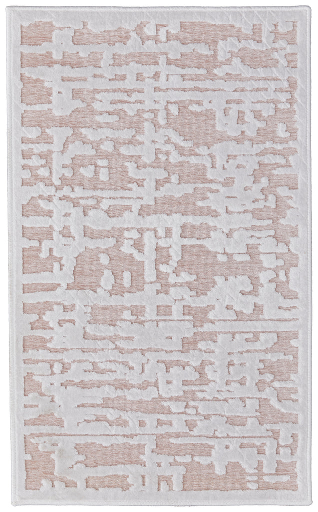 Saphir Mira Modern Abstract Pink White Area Rug (2'6" x 8' / Pattern 1)