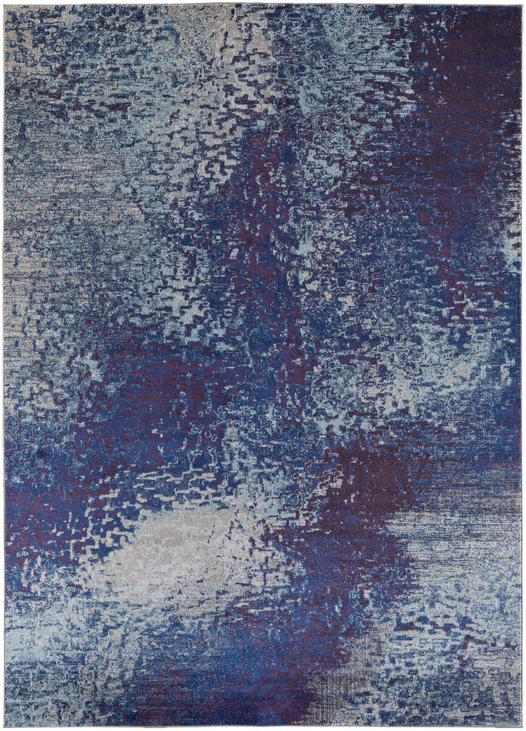 Edgemont Modern Abstract Blue Purple Ivory Area Rug (9' x 12')