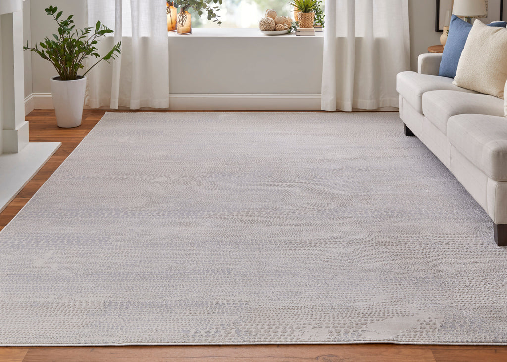 Prasad Modern Distressed Ivory Silver Gray Area Rug (5' x 8')