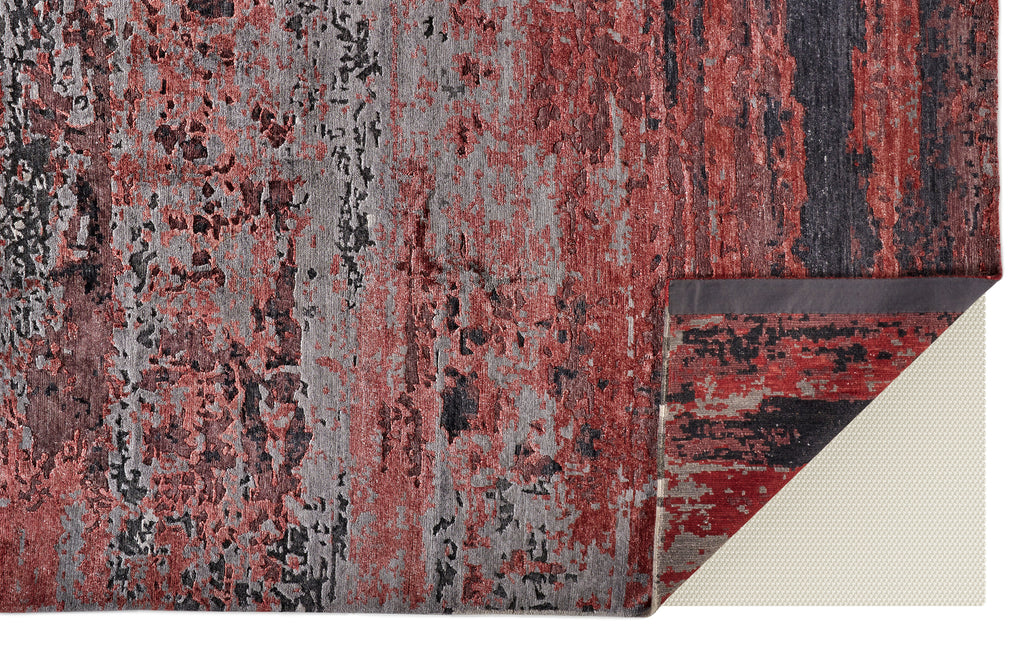 Gemma Modern Distressed Red Ivory Taupe Area Rug (2' x 3')