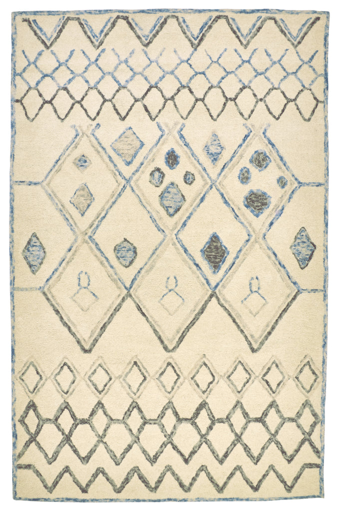 Hansel I Transitional Argyle Ivory Blue Area Rug (4' x 6')