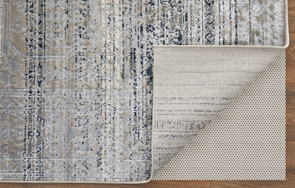 Macklaine Transitional Distressed Taupe Black Ivory Area Rug (12' x 15')