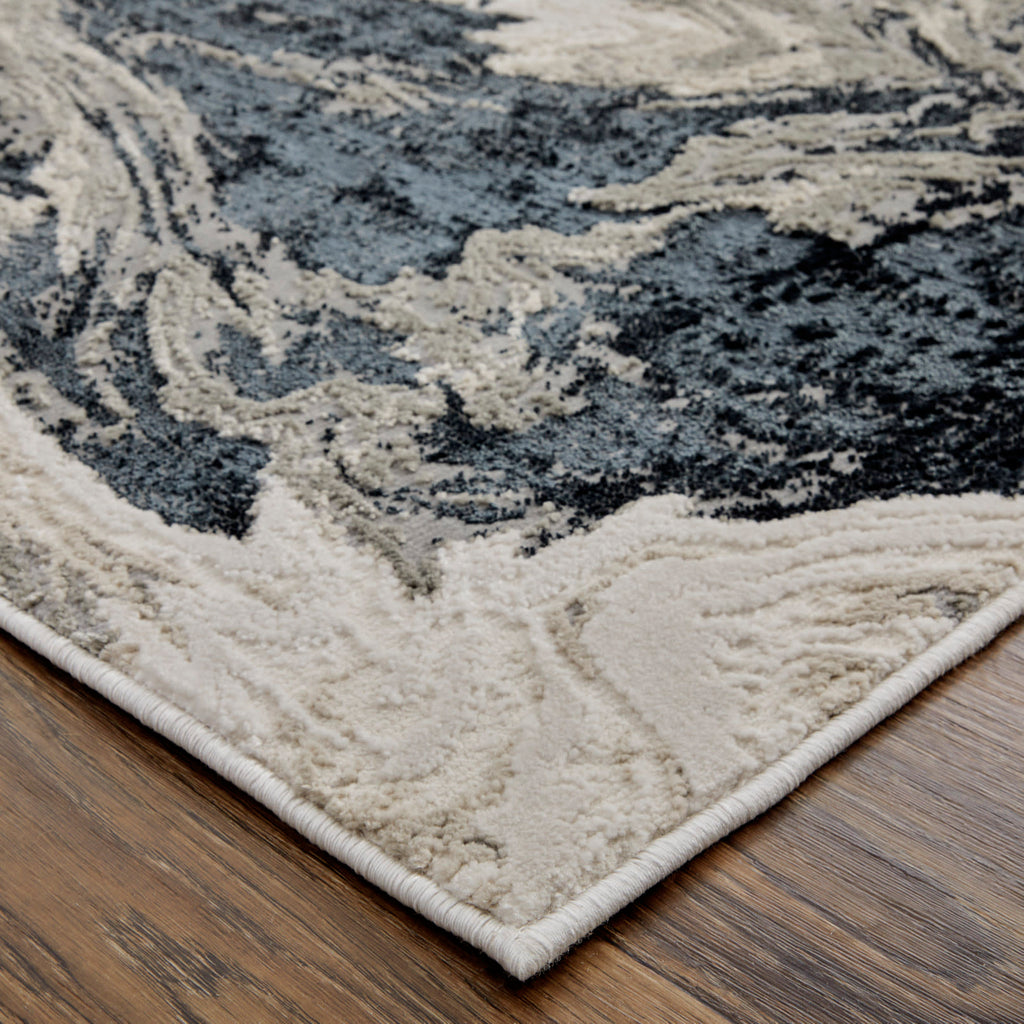 Micah Modern Abstract Ivory Black Taupe Area Rug (8' x 10')