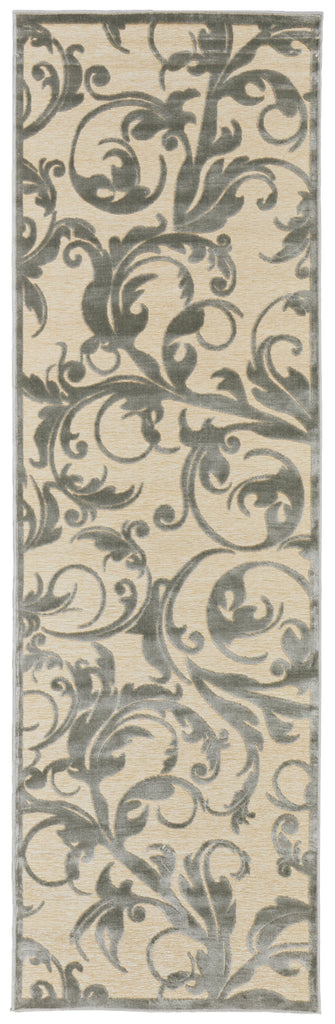 Saphir Zam Transitional Floral Botanical Tan Gray Area Rug (2'6" x 8')