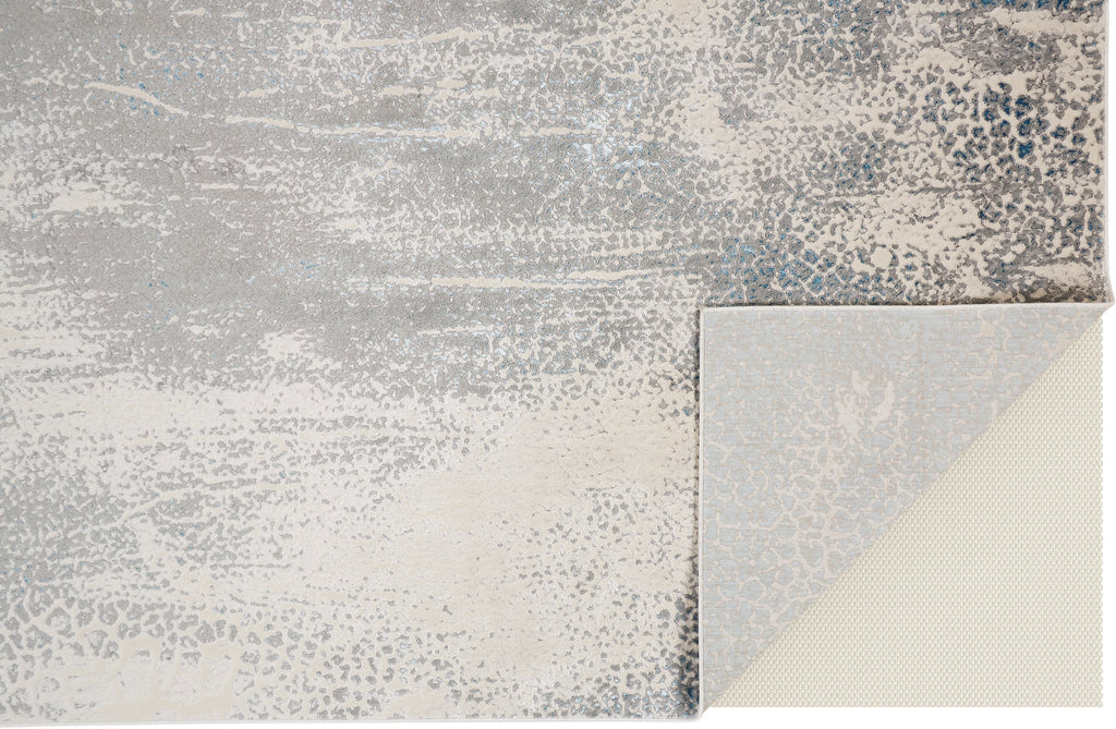 Azure Modern Watercolor Gray Blue Ivory Area Rug (1'8" x 2'10")