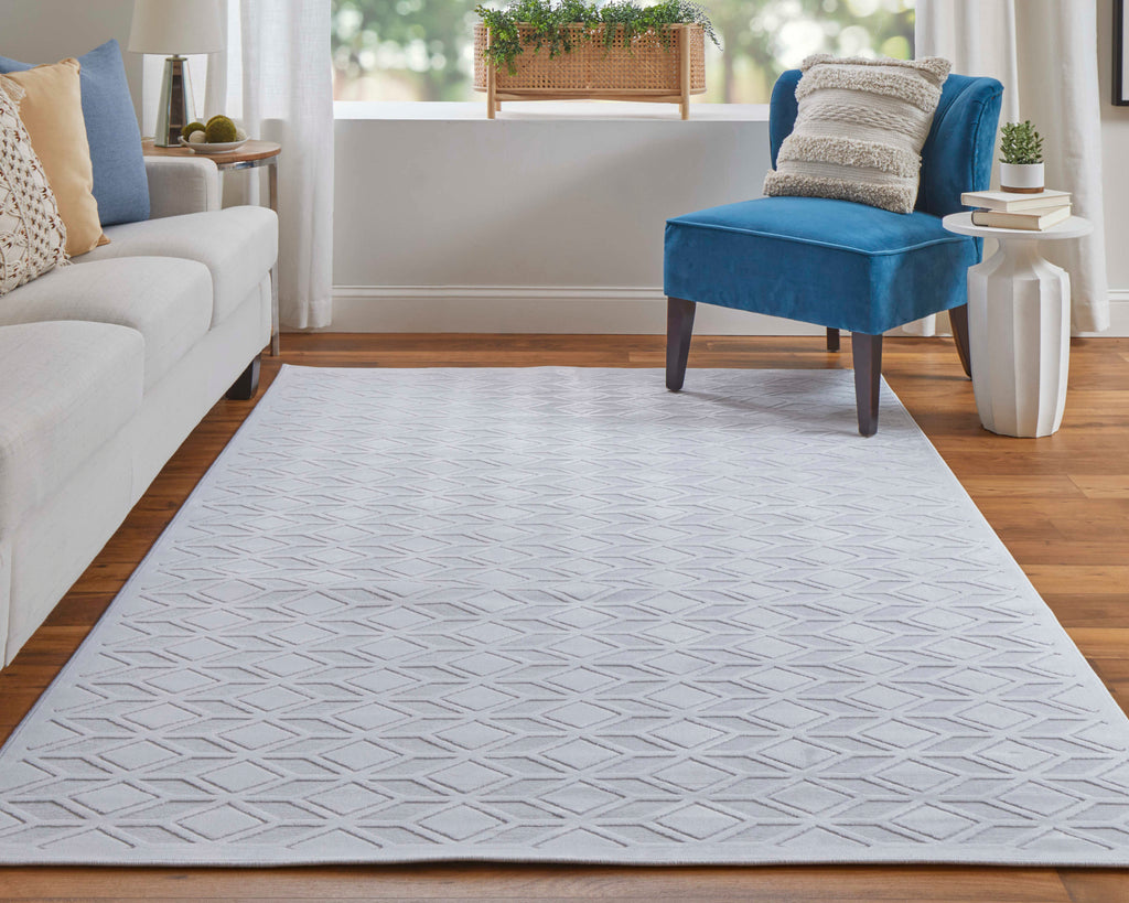 Saphir Mira Modern Geometric White Area Rug (9'8" x 12'7" / Pattern 1)