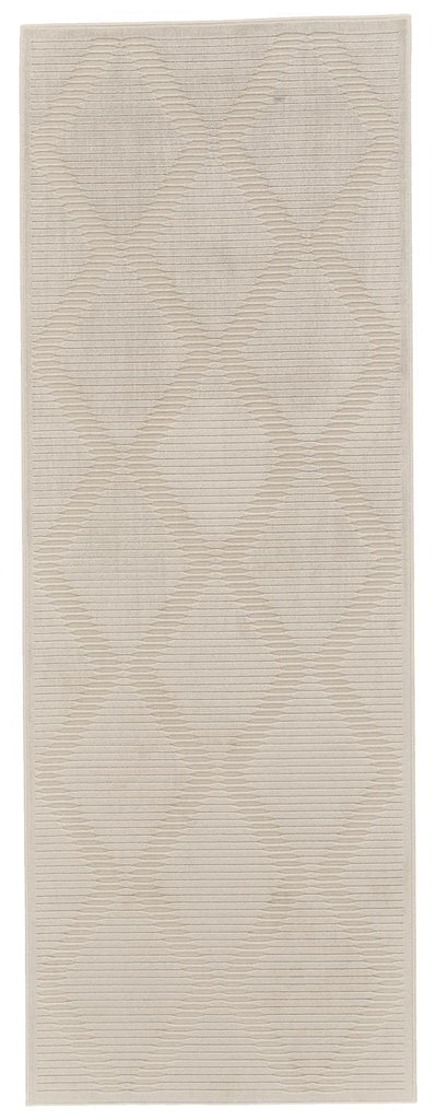 Prasad Modern Geometric Ivory Tan Area Rug (2'10" x 7'10")