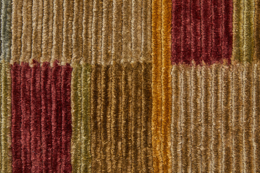 Keystone Transitional Stripes Gold Green Red Area Rug (8'6" x 11'6")