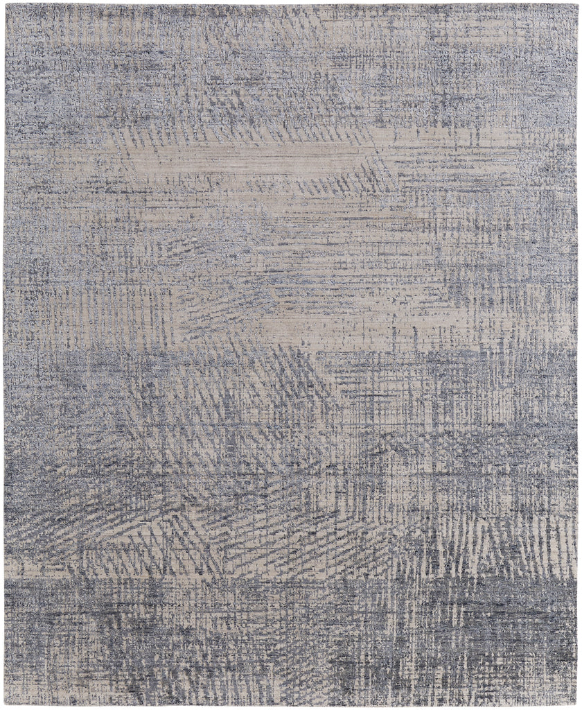 Eastfield Modern Abstract Blue Ivory Gray Area Rug (9' x 12' / Pattern 2)