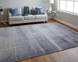 Marinn Modern Distressed Gray Blue Ivory Area Rug (9'6" x 13'6")