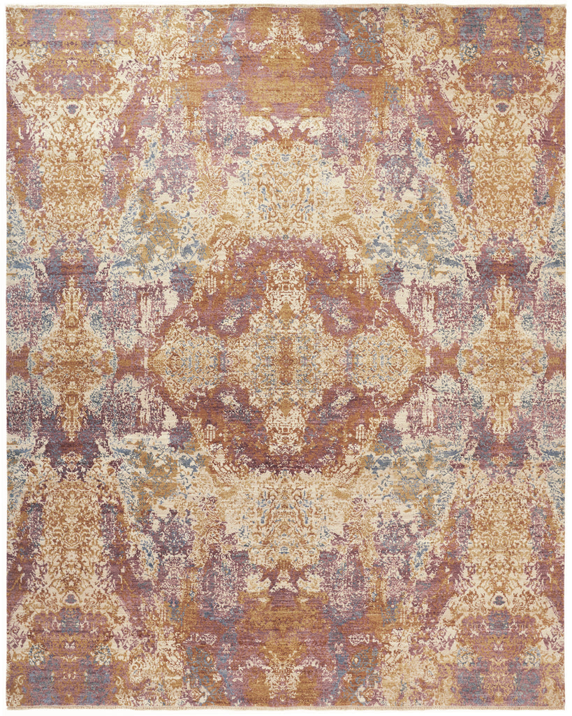 Dalia Luxe Modern Damask Yellow Brown Purple Area Rug (11'6" x 15')