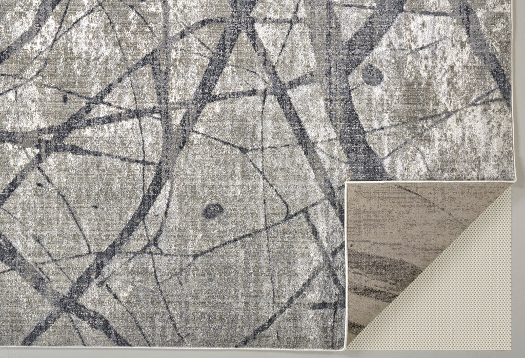 Kano Transitional Abstract Taupe Gray Ivory Area Rug (5'3" x 7'6")