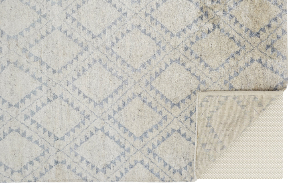 Abytha Transitional Diamond Gray Blue Ivory Area Rug (7'9" x 9'9")