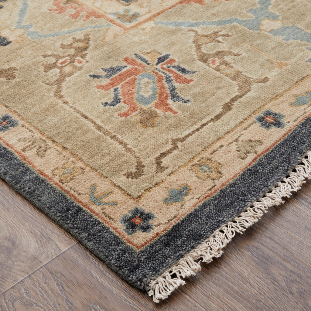 Anders Transitional Oriental Blue Taupe Yellow Area Rug (8' x 8')