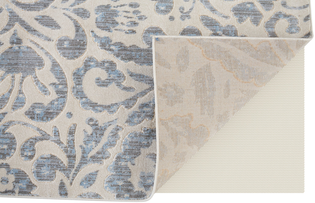 Milton Modern Floral Botanical Blue Ivory Tan Area Rug (2'2" x 4')