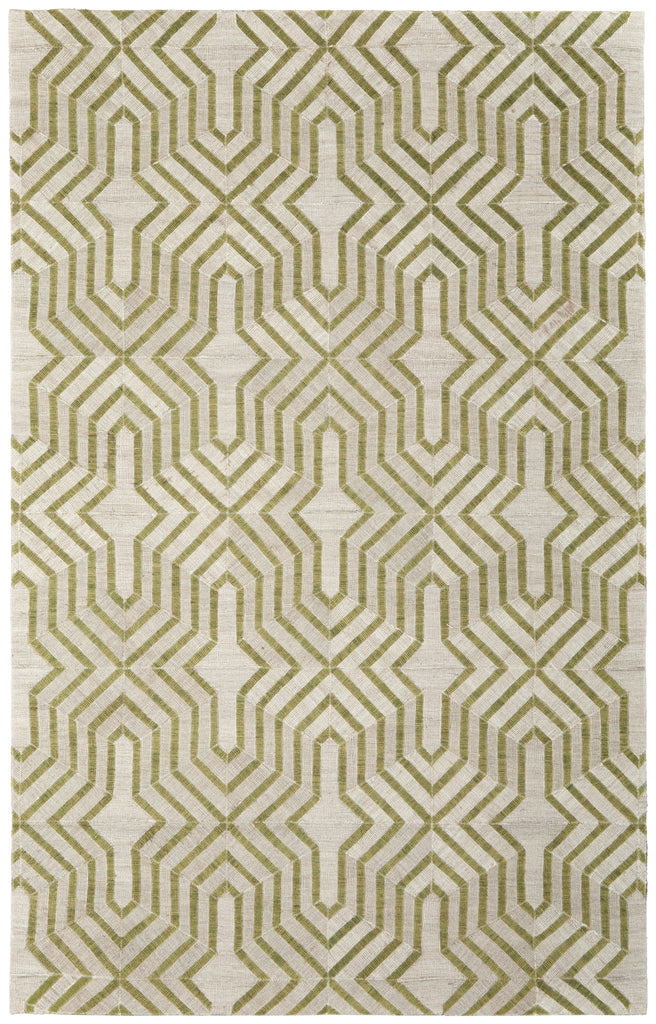 Bermuda II Transitional Geometric Green Ivory Area Rug (9' x 12')