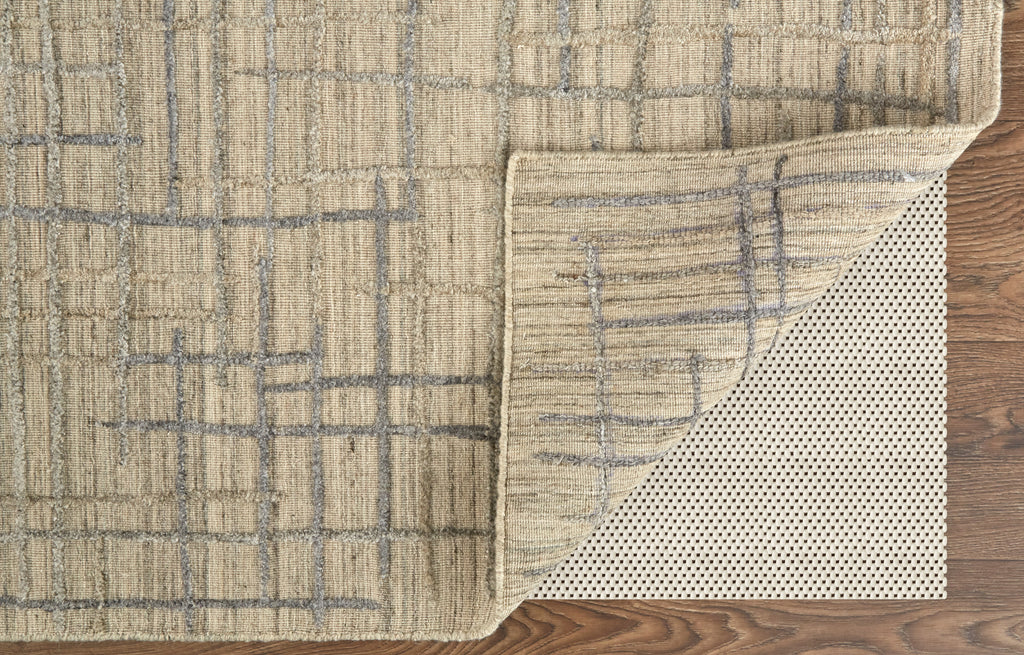 Kirkwood Transitional Abstract Tan Silver Area Rug (10' x 14')