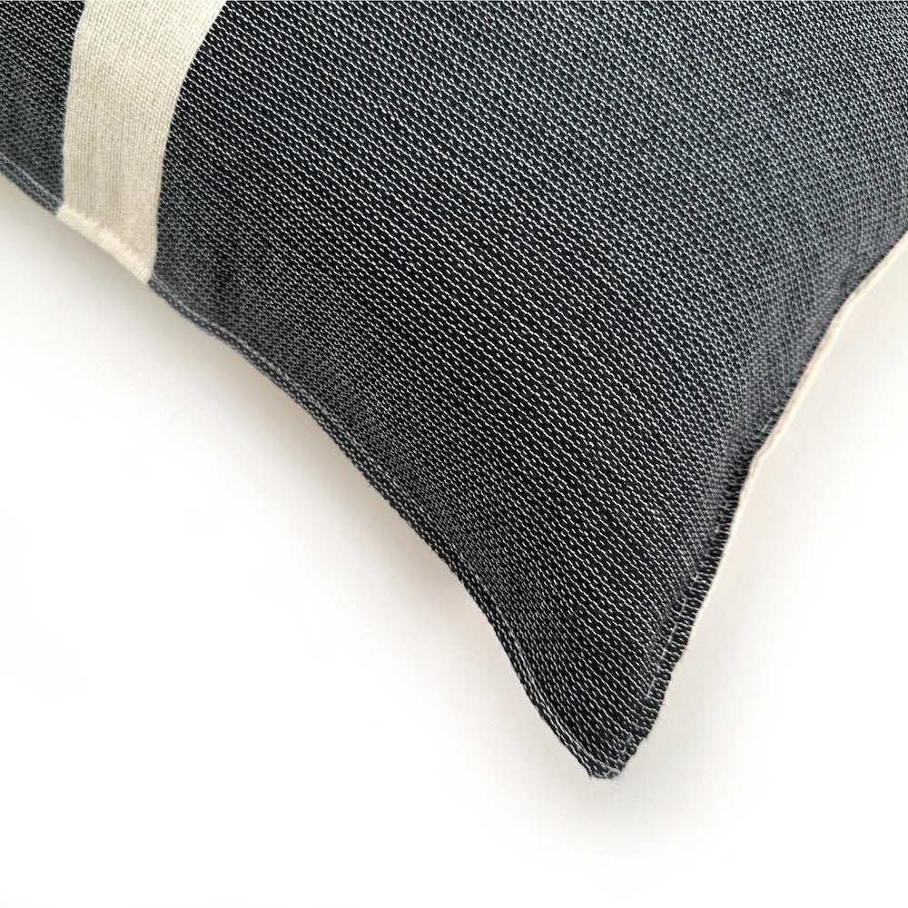 Woven Block Pillow Case Natural With Black