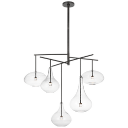 Lomme XL Chandelier - Gun Metal With Clear Glass