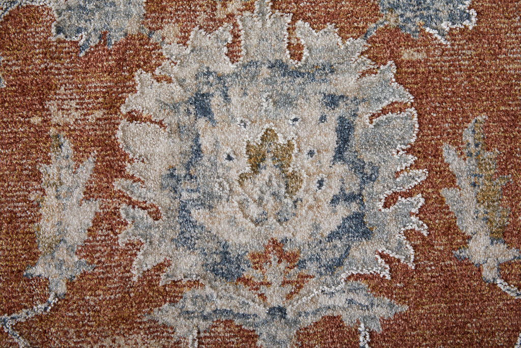 Pasha Transitional Floral Botanical Red Ivory Blue Area Rug (9' x 12'8")