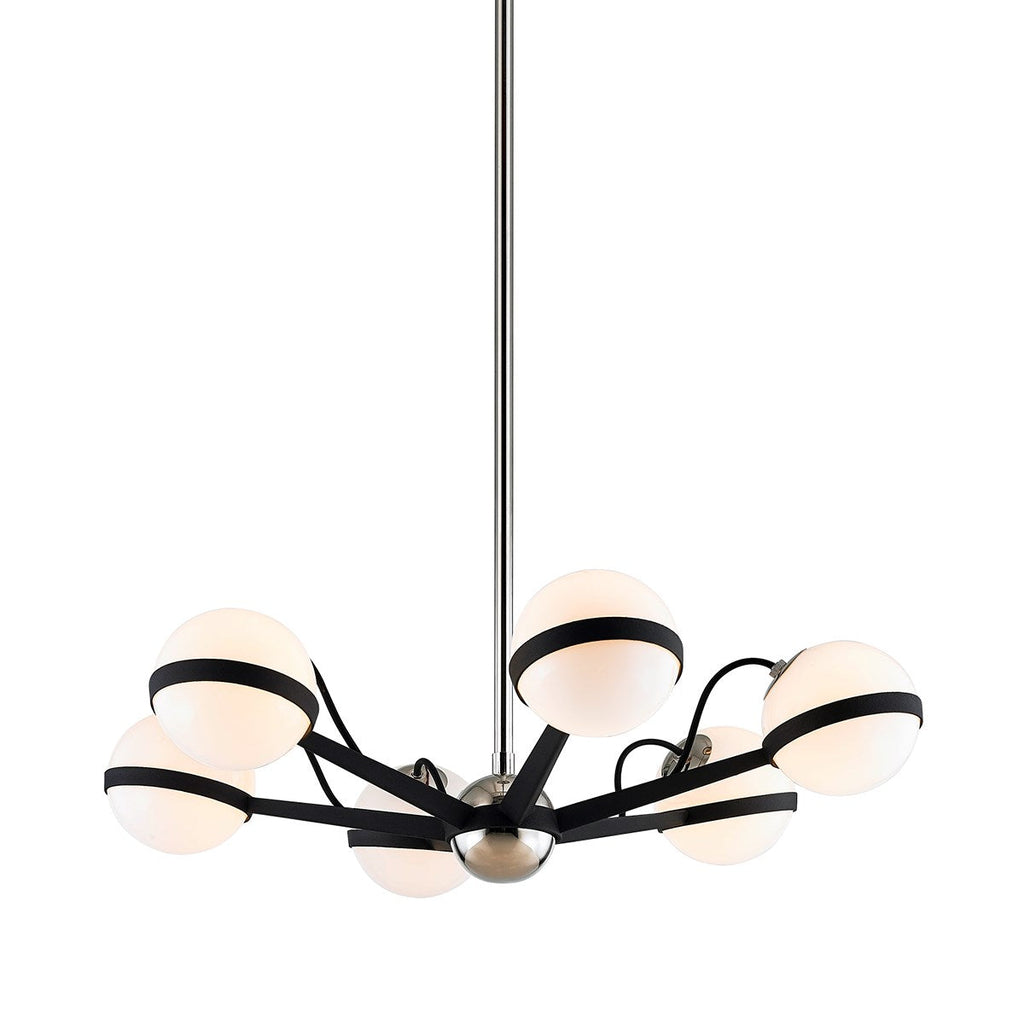 Ace Chandelier 6" - Carb Blk W Pol Nickel Accents