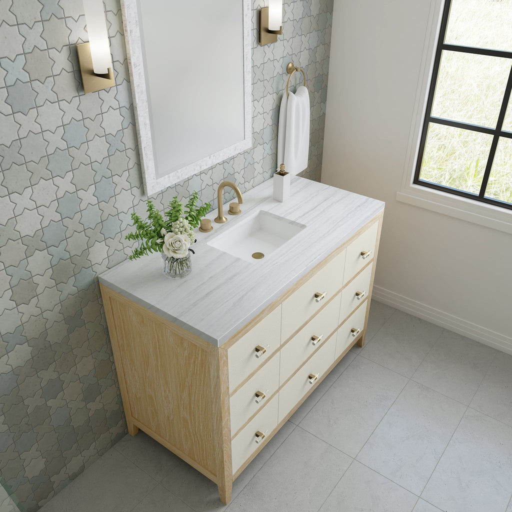 Celeste 48" Single Vanity in Sunwashed Oak with Embossed Shagreen