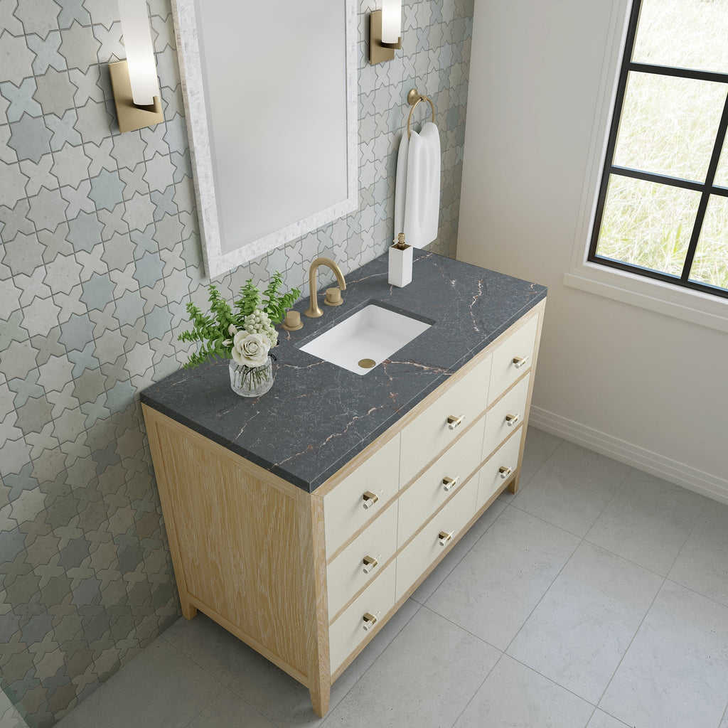 Celeste 48" Single Vanity in Sunwashed Oak with Embossed Shagreen