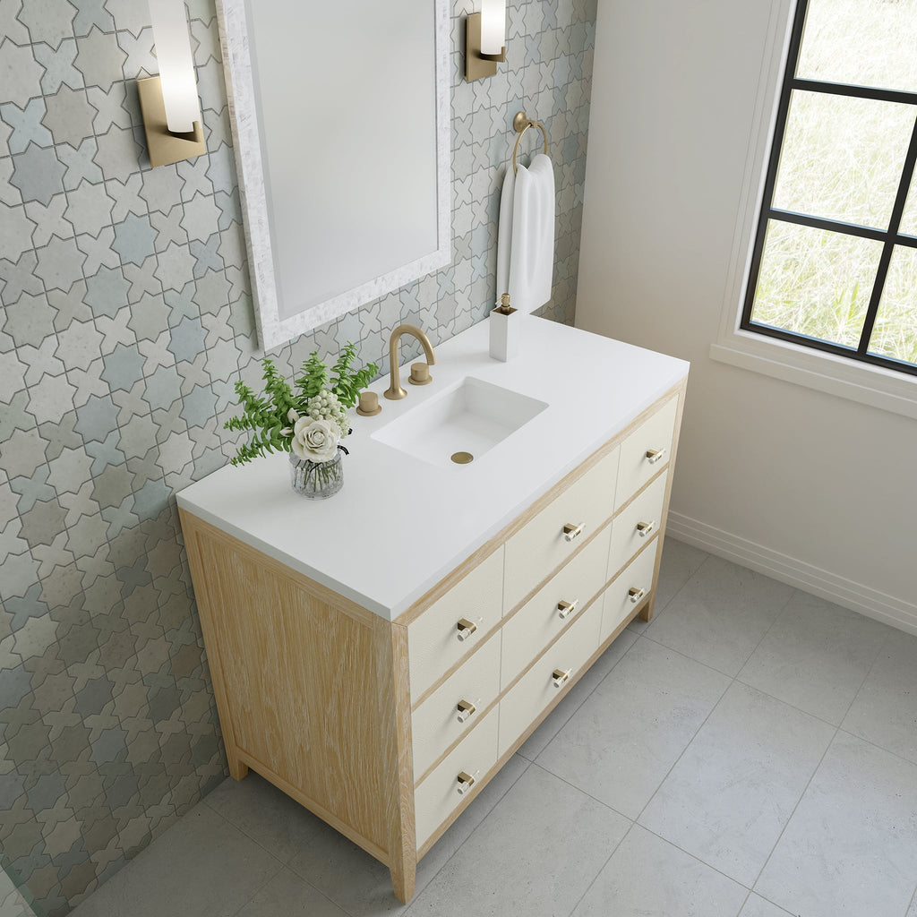 Celeste 48" Single Vanity in Sunwashed Oak with Embossed Shagreen