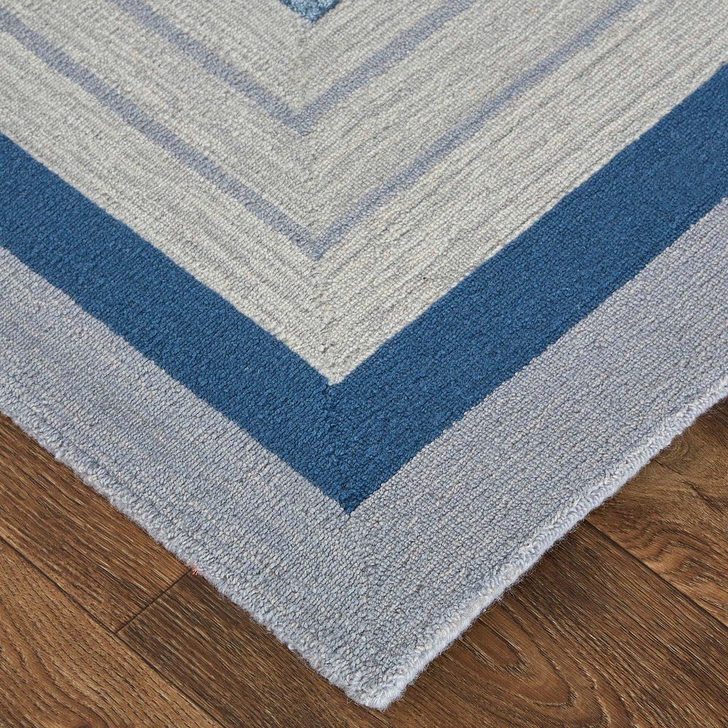 Nash Transitional Geometric Blue Ivory Gray Area Rug (2' x 3')