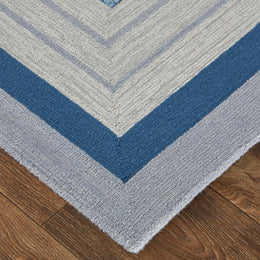 Nash Transitional Geometric Blue Ivory Gray Area Rug (2' x 3')