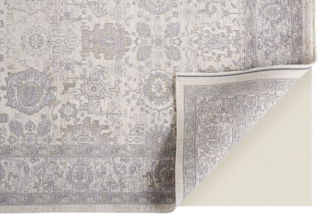 Marquette Transitional Oriental Gray Silver Ivory Area Rug (7'10" x 9'10")