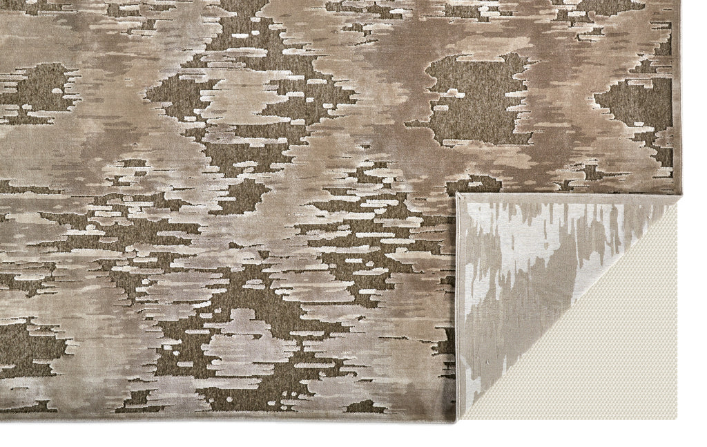 Saphir Zam Modern Abstract Brown Taupe Area Rug (2'6" x 9'10")