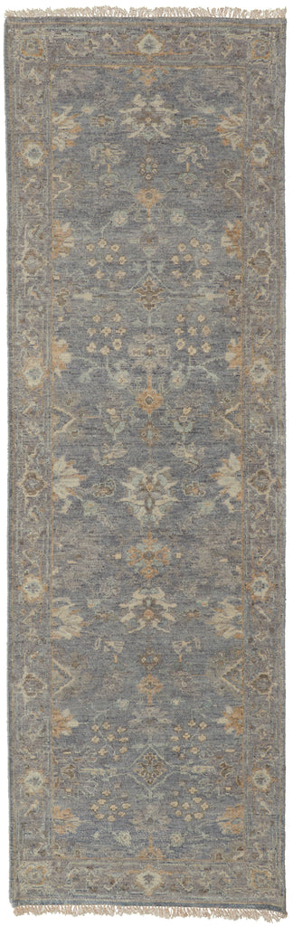 Marabel Traditional Oriental Blue Taupe Ivory Area Rug (2'6" x 10')