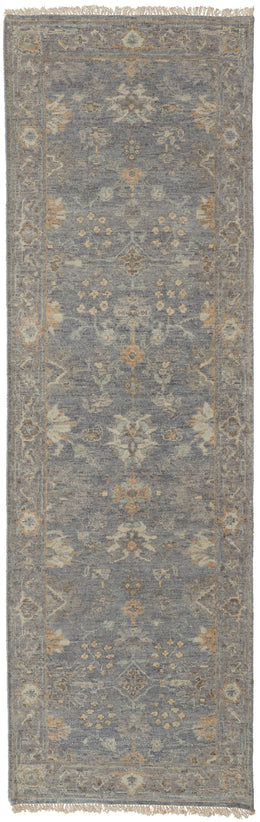 Marabel Traditional Oriental Blue Taupe Ivory Area Rug (9'6" x 13'6")